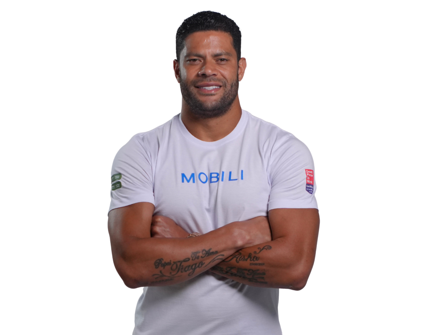 Hulk vestindo a camiseta da Mobili na campanha A força que protege